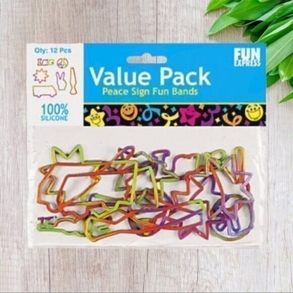 Silicone Tie-Dyed Peace Sign Fun Bands 12 Pack - Picture 1 of 2